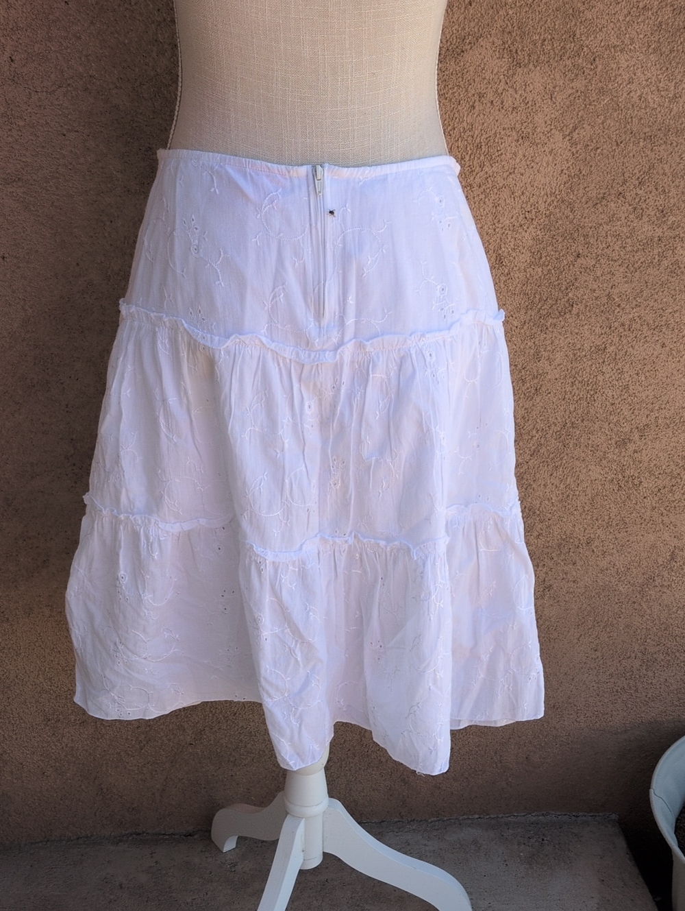 Mossimo Eyelet Floral Embroidered Midi 100% Cotton Skirt Cottagecore Feminine - Picture 4 of 7